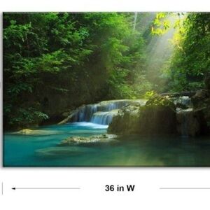 Serene Green Waterfall Mixed Media Art